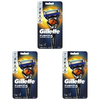 Gillette Fusion Proglide Manual Men's Razor With Flexball Handle Technology With 1 Razor Blade (Pack of 3)