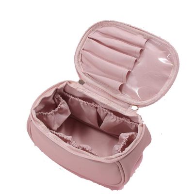 Alipher PU Leather Makeup Bag Creative Travel Cosmetic Bag Portable Toiletry Bag Travel Makeup Organizer Bag For Women Girls (Pink)