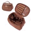 Alipher PU Leather Makeup Bag Creative Travel Cosmetic Bag Portable Toiletry Bag Travel Makeup Organizer Bag For Women Girls (Brown) view 2