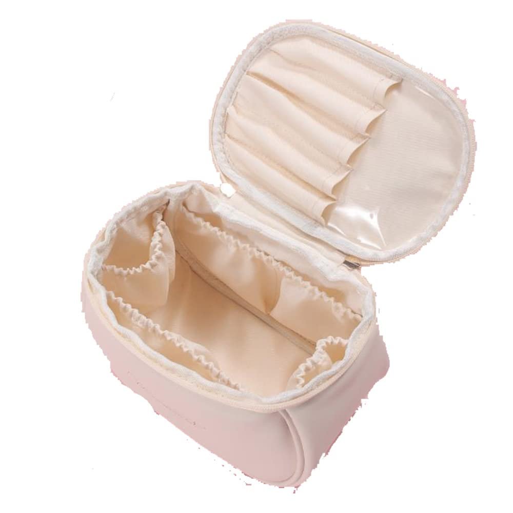 Alipher PU Leather Makeup Bag Creative Travel Cosmetic Bag Portable Toiletry Bag Travel Makeup Organizer Bag For Women Girls (White)