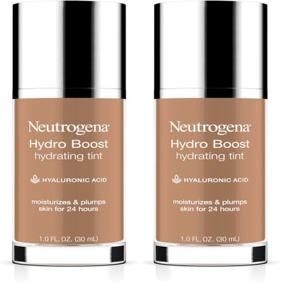 Neutrogena Hydro Boost Hydrating Tint with Hyaluronic Acid, Lightweight Water Gel Formula, Moisturizing, Oil-Free & Non-Comedogenic Liquid Foundation Makeup, 115 Cocoa Color 1.0 fl. oz (Pack of 2)