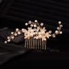 Teyglen Wedding Leaf Hair Comb Bridal Crystal Pearl Hair Pieces Handmade Gold Leaf Side Hair comb for Bride Rhinestone Hair Pieces Headpieces Bridal Hair Accessories for Women Girls (Gold) view 1