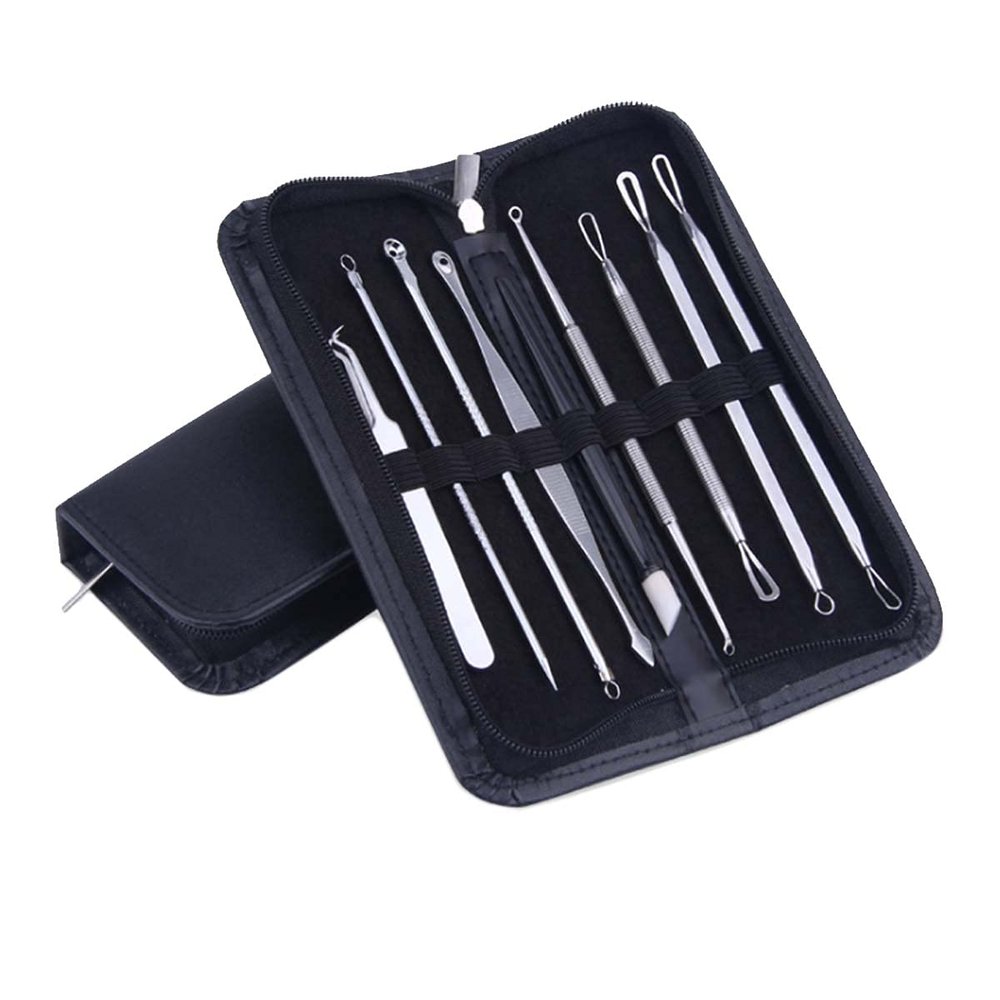 9 PCS Blackhead Remover Tools, Pimple Popper Tool Kit, Acne Extractor Tool, Professional Stainless Pimple Acne Blemish Removal Tools Set