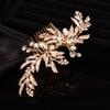 Teyglen Leaf Bride Wedding Hair Comb Bridal Gold Leaves Hair Pieces Dainty Crystal Pearls Side Hair Comb for Bride Handmade Gold Silver Leaf Crystal Headpieces Wedding Hair Accessories for Women Girls view 3