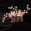 Teyglen Dainty Pearl Bride Wedding Hair Comb Leaf Wedding Hair Comb Bridal Crystal Hair Pieces for Bride Rhinestone Headpieces Wedding Hair Accessories for Women Girls (Rose gold) view 1