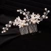 Teyglen Silver Leaf Wedding Hair Comb Bridal Crystal Pearl Hair Pieces Bridal Hair Side Comb for Bride Rhinestone Headpieces Hair Accessories for Women Girls (Silver) view 1