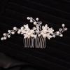 Teyglen Silver Leaf Wedding Hair Comb Bridal Crystal Pearl Hair Pieces Bridal Hair Side Comb for Bride Rhinestone Headpieces Hair Accessories for Women Girls (Silver) view 2