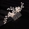 Teyglen Silver Leaf Wedding Hair Comb Bridal Crystal Pearl Hair Pieces Bridal Hair Side Comb for Bride Rhinestone Headpieces Hair Accessories for Women Girls (Silver) view 3