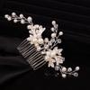 Teyglen Silver Leaf Wedding Hair Comb Bridal Crystal Pearl Hair Pieces Bridal Hair Side Comb for Bride Rhinestone Headpieces Hair Accessories for Women Girls (Silver) view 4