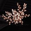 Teyglen Simple Full Rhinestones Bride Wedding Hair Comb Hair Pieces for Bride Bridal Crystal Side Hair Comb Hair Accessories for Women Girls (Rose gold) view 2