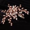 Teyglen Simple Full Rhinestones Bride Wedding Hair Comb Hair Pieces for Bride Bridal Crystal Side Hair Comb Hair Accessories for Women Girls (Rose gold) view 4