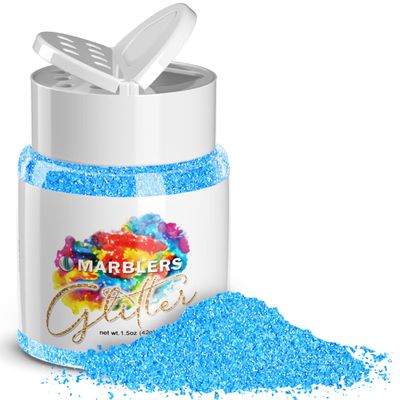 MARBLERS Neon Glitter [Fluorescent Blue] 1.5oz (42g) | Fine | Non-Toxic, Vegan, Cruelty-Free | Face, Body, Eyeshadow, Hair, Festival, Party Makeup | Nail Art, Polish | Resin, Tumbler, Slime, Craft