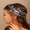 Teyglen Blue Crystal Bride Wedding Hair Comb Handmade Pearl Rhinestone Hair Pieces Hair Accessories for Bride Bridal Side Hair Comb Headpieces for Women Girls view 1