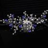 Teyglen Blue Crystal Bride Wedding Hair Comb Handmade Pearl Rhinestone Hair Pieces Hair Accessories for Bride Bridal Side Hair Comb Headpieces for Women Girls view 4