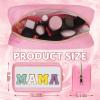 Iqimott Clear Patch Makeup Bag Mama Pouch, Preppy Personalized Chenille Letter Cosmetic Pouch for Travel, Nylon Waterproof Travel Essentials Zipper Toiletry Bags for Women Girls(MAMA, Pink) view 2