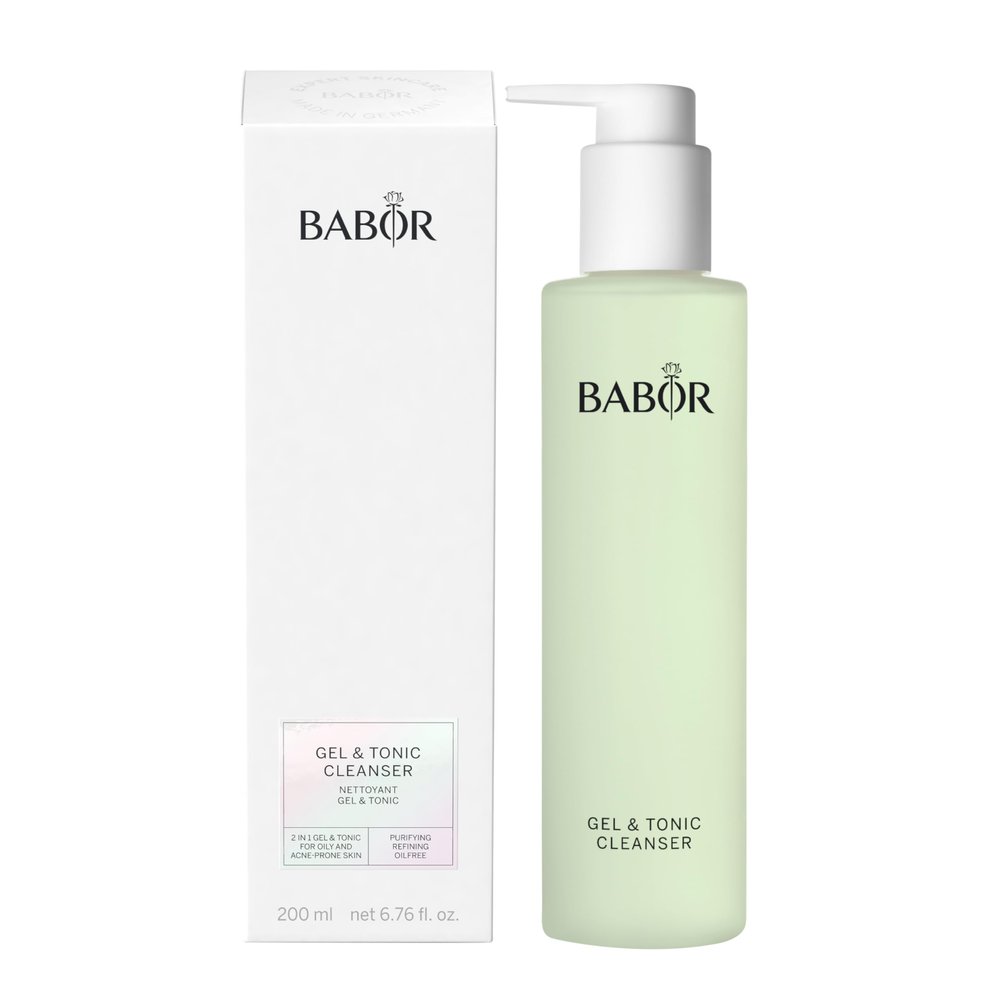 BABOR Gel Tonic Cleanser for Oily and Blemished Skin, Cleansing Gel and Toner in One, Vegan Formula, Gel; Tonic 2 in 1, 1 x 200 ml (Gel Tonic Cleanser)