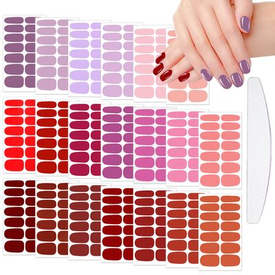 JERCLITY 280 Pieces 20 Sheets Red Solid Color Nail Wraps for Women Pink Nail Polish Strips Self-Adhesive Nail Stickers Full Wraps for Girls