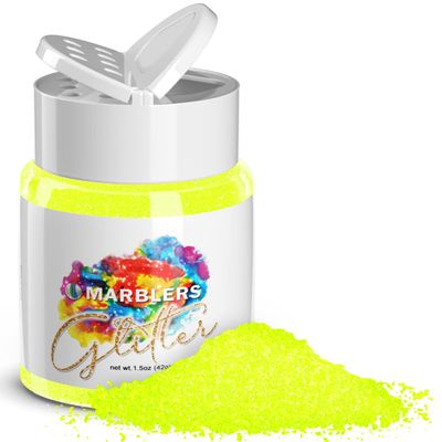 MARBLERS Neon Glitter [Fluorescent Yellow] 1.5oz (42g) | Fine | Non-Toxic, Vegan, Cruelty-Free | Face, Body, Eyeshadow, Hair, Festival, Party Makeup | Nail Art, Polish | Resin, Tumbler, Slime, Craft