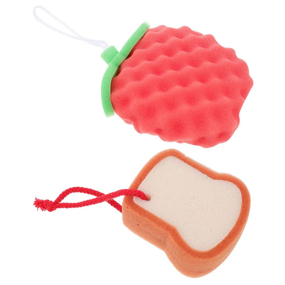 GLEAVI 2pcs Bath Sponge Gentle Exfoliating Bath Scrubber for Newborns Shapes for Comfortable Skin Cleaning and Massage for Daily Bathing Routine