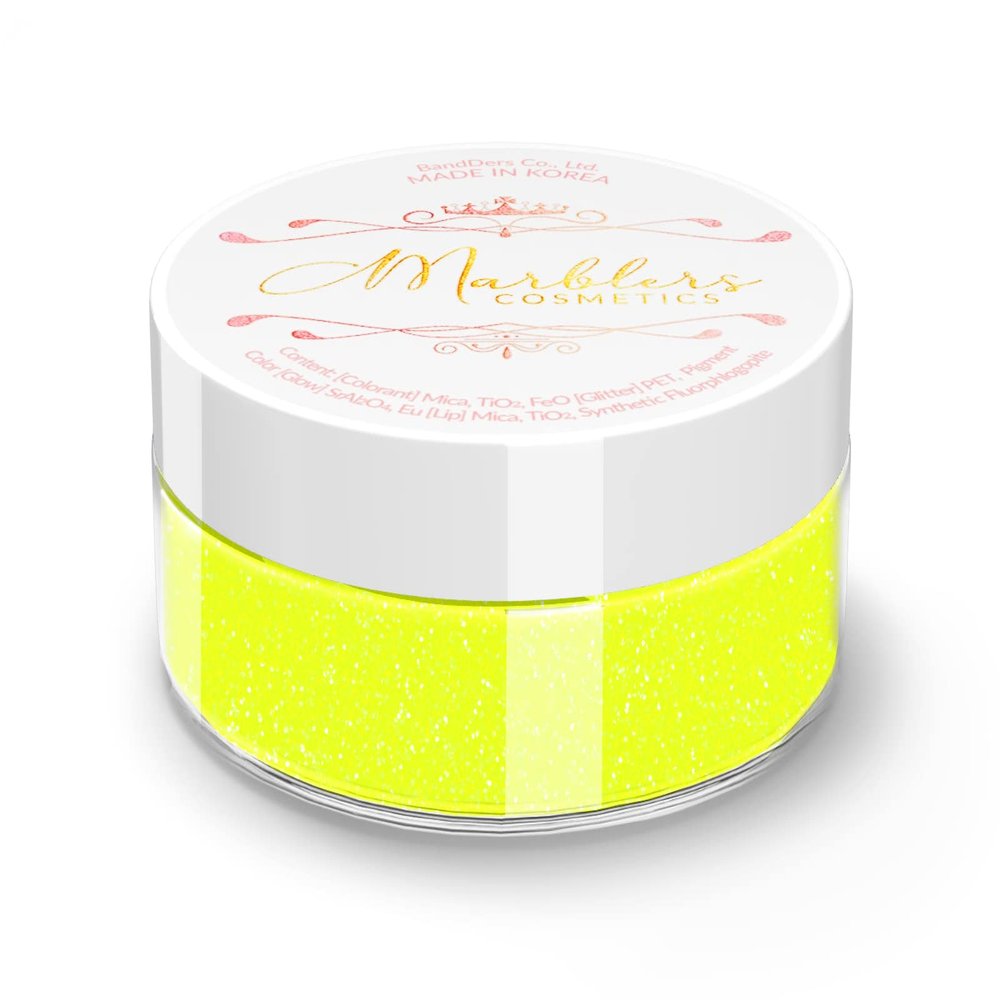 MARBLERS Neon Face & Body Glitter [Fluorescent Yellow] 0.18oz (5g) | Fine | Non-Toxic | Vegan | Cruelty-Free | Ethically Sourced | Festival Makeup | Eye, Hair, Nail, Eyeshadow | Cosmetic Grade