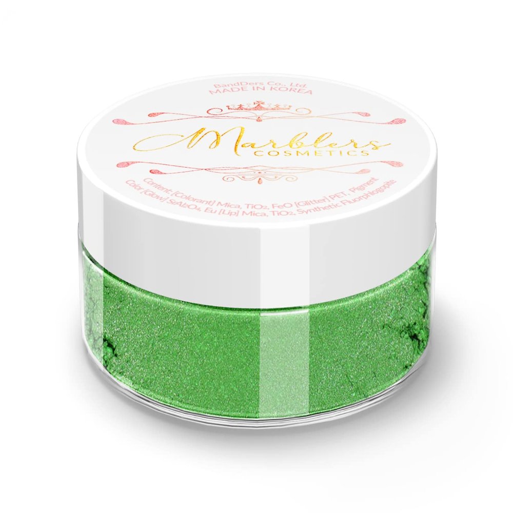 MARBLERS Fine Natural Mica Powder [Grass Green] 0.11oz (3g) | Highly Pigmented | Non-Toxic, Vegan, Cruelty-Free | Eyeshadow, Body Butter, Nail Polish, Nail Art | Party, Body, Face Makeup