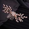 Teyglen Rhinestone Bride Wedding Hair Comb Bridal Crystal Side Comb Wedding Hair Accessories for Bride Headpiece Crystal Hair Piece Jewelry for Women(Rose gold) view 2
