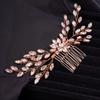 Teyglen Rhinestone Bride Wedding Hair Comb Bridal Crystal Side Comb Wedding Hair Accessories for Bride Headpiece Crystal Hair Piece Jewelry for Women(Rose gold) view 3