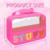 Chenille Letter Patch Stuff Bag, Preppy Clear Makeup Cosmetic Bag Large Toiletry Storage Tote Bag with Handle, Transparent Nylon Waterproof Organizer Zipper Pouch for Travel Women Girls(Rosered) view 2