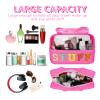 Chenille Letter Patch Stuff Bag, Preppy Clear Makeup Cosmetic Bag Large Toiletry Storage Tote Bag with Handle, Transparent Nylon Waterproof Organizer Zipper Pouch for Travel Women Girls(Rosered) view 4