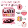 Iqimott Chenille Letter Patch Stuff Bag, Preppy Clear Makeup Cosmetic Bag Large Toiletry Storage Tote Bag with Handle, Transparent Nylon Waterproof Organizer Zipper Pouch for Travel Women Girls(Pink) view 3