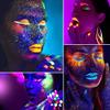 DE'LANCI Neon Eyeshadow Palette 24 Color + Lipstick Pallet 25 Color UV Blacklight Matte and Glitter Shade, Colorful Makeup Set for Christmas Halloween Cosplay Face Body Eyes Makeup Ket view 2