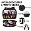 Chenille Letter Patch Stuff Bag, Preppy Clear Makeup Cosmetic Bag Large Toiletry Storage Tote Bag with Handle, Transparent Nylon Waterproof Organizer Zipper Pouch for Travel Women Girls(Black) view 3