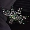 Teyglen Bridal Green Crystal Hair Comb Rhinestone Bride Wedding Hair Comb Sparkly Hair Piece Hair Accessories for Bride Bridal Side Comb Rhinestone Headpiece for Women Girls view 1