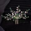 Teyglen Bridal Green Crystal Hair Comb Rhinestone Bride Wedding Hair Comb Sparkly Hair Piece Hair Accessories for Bride Bridal Side Comb Rhinestone Headpiece for Women Girls view 2