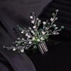 Teyglen Bridal Green Crystal Hair Comb Rhinestone Bride Wedding Hair Comb Sparkly Hair Piece Hair Accessories for Bride Bridal Side Comb Rhinestone Headpiece for Women Girls view 3