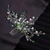 Teyglen Bridal Green Crystal Hair Comb Rhinestone Bride Wedding Hair Comb Sparkly Hair Piece Hair Accessories for Bride Bridal Side Comb Rhinestone Headpiece for Women Girls view 4