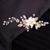 Teyglen Flower Rhinestone Bridal Hair Clip Hairpin Gold Leaf Crystal Pearl Hair Barrette Handmade Wedding Hair Piece Hair Accessories for Women Bride Girls view 3