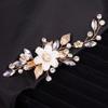 Teyglen Flower Rhinestone Bridal Hair Clip Hairpin Gold Leaf Crystal Pearl Hair Barrette Handmade Wedding Hair Piece Hair Accessories for Women Bride Girls view 4