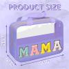 Chenille Letter Patch Mama Bag, Preppy Clear Makeup Cosmetic Bag Large Toiletry Storage Tote Bag with Handle, Transparent Nylon Waterproof Organizer Zipper Pouch for Travel Women Girls(Purple) view 2