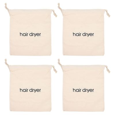 FOMIYES 4pcs Multi-Function Drawstring Hair Dryer Storage Bags Embroidered Canvas Travel Organizer for Hair Tools Dust Carrier for Accessories and Sundries