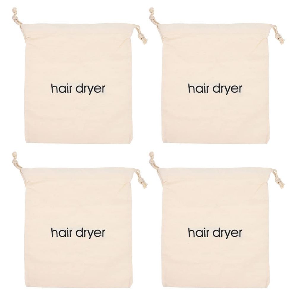 FOMIYES 4pcs Multi-Function Drawstring Hair Dryer Storage Bags Embroidered Canvas Travel Organizer for Hair Tools Dust Carrier for Accessories and Sundries