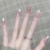 Light Rain Press on Nails - Milk, 3D Handmade white Reusable Gel UV Finished False nails, Hand-Painted with Design by Professional Manicurist, Medium Oval, Large Size view 1