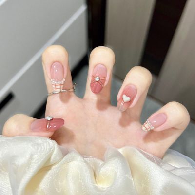 Light Rain Large Size Hand-made Press on Nails, 3D Gel UV Finished False nails with Design by Professional Manicurist