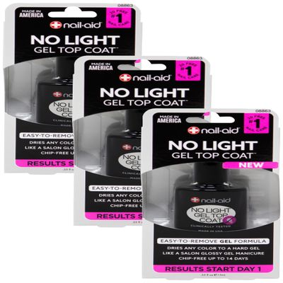 Nail-Aid No-light Gel Top Coat, Clear, 0.55 Fluid Ounce (Pack of 3)