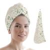 LEOSUCRE Microfiber Hair Towel Wrap Ultra Absorbent Hair Cap, Daisy Floral Hair Towel with Buttons Hair Drying Towel Turban Bath Hair Wrap for Woman 26x10in White Flowers Summer Retro Burlap Backdrop view 1