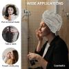 LEOSUCRE Microfiber Hair Towel Wrap Ultra Absorbent Hair Cap, Daisy Floral Hair Towel with Buttons Hair Drying Towel Turban Bath Hair Wrap for Woman 26x10in White Flowers Summer Retro Burlap Backdrop view 2