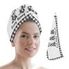 LEOSUCRE Microfiber Hair Towel Wrap Ultra Absorbent Hair Cap, Easter Hair Towel with Buttons Hair Drying Towel Turban Bath Hair Wrap for Woman 26x10in Every Welcome Bunny Black and White Plaid view 1