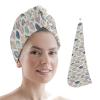 LEOSUCRE Microfiber Hair Towel Wrap Ultra Absorbent Hair Cap, Leaves Tiled Hair Towel with Buttons Hair Drying Towel Turban Bath Hair Wrap for Woman 26x10in Abstract Painting Burlap Backdrop view 1