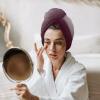 LEOSUCRE Microfiber Hair Towel Wrap Ultra Absorbent Hair Cap, Ombre Red Wine Hair Towel with Buttons Hair Drying Towel Turban Bath Hair Wrap for Woman 26x10in Vintage Farmhouse Backdrop view 3