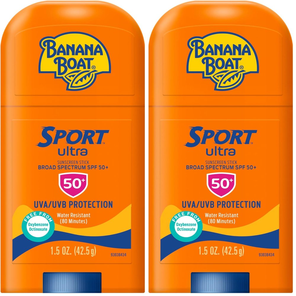 Banana Boat Sport Ultra Sunscreen Stick SPF 50, 1.5oz | Travel Sunscreen, Mini Sunscreen, SPF Stick Sunscreen, Oxybenzone Free Sunscreen, 1.5oz (Pack of 2)